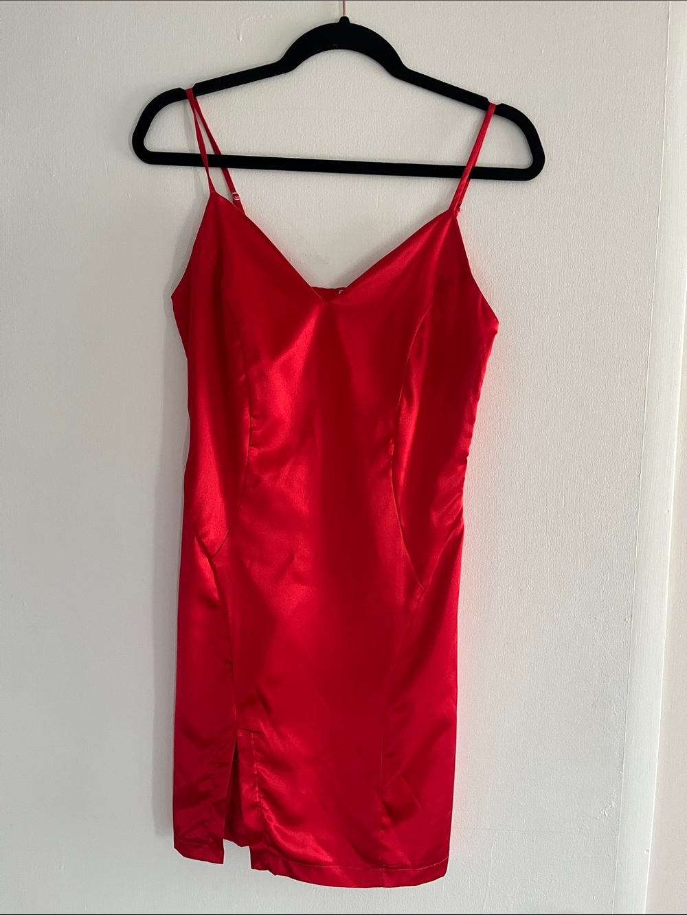 Jaunty size S satin slip dress red never worn